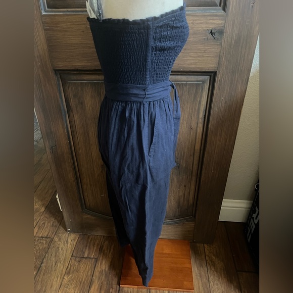 Abercrombie Strapless Smocked Linen Jumpsuit Medium - Picture 7 of 12